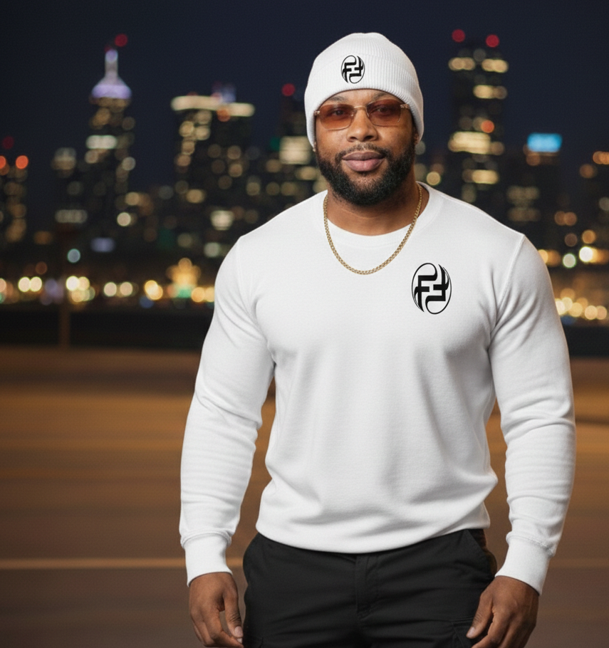 MEN'S FINELY FAMOUS FF SERIES CREW NECK SWEATER AND BEANIE COMBO