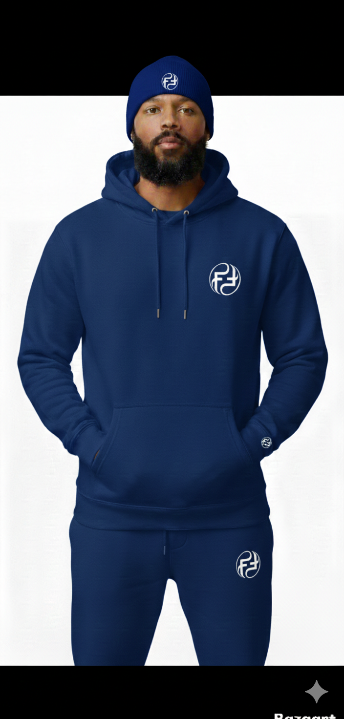 Men's finally famous sweatsuit beanie combo.