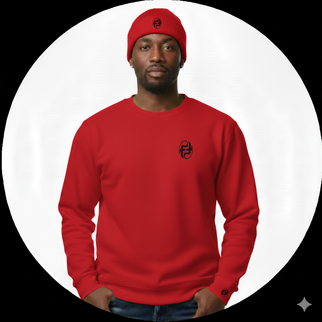 MEN'S FINELY FAMOUS FF SERIES CREW NECK SWEATER AND BEANIE COMBO
