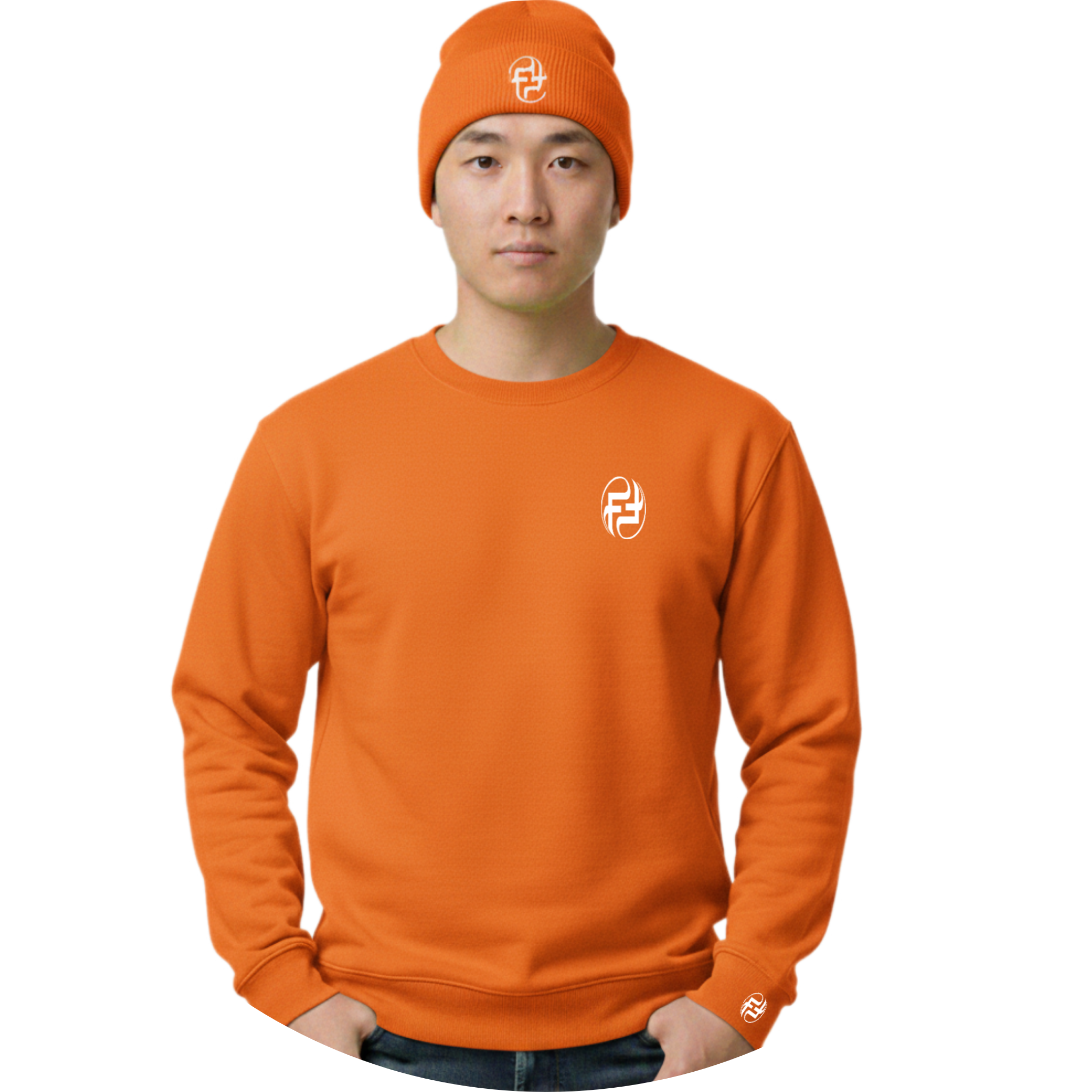 MEN'S FINELY FAMOUS FF SERIES CREW NECK SWEATER AND BEANIE COMBO