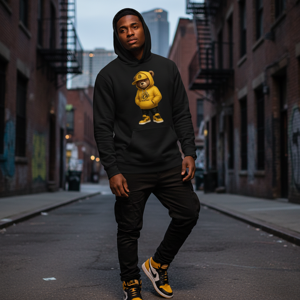 Bear mascot hoodie lifestyle